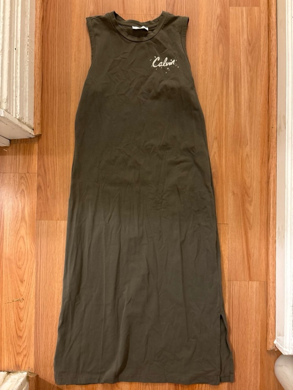 Calvin Klein Olive Green Sleeveless Maxi Dress